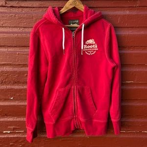 Vintage Roots Beaver '73 Canada Full Zip Hoodie in Red Women's Size XS